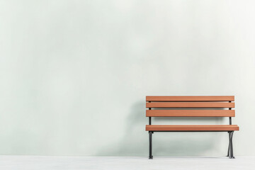 Fototapeta premium Wooden bench against a plain wall in a minimalist designed interior space