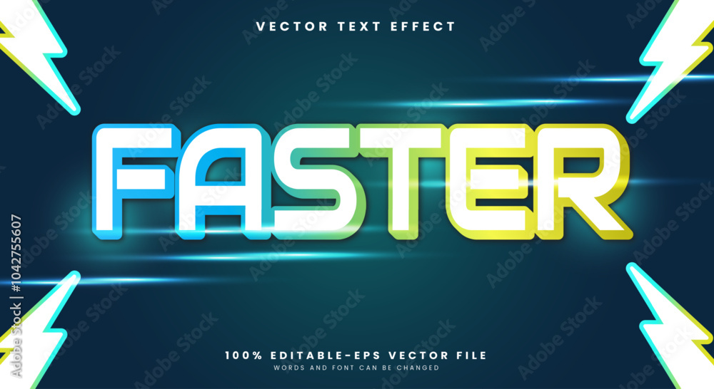 Poster faster modern style editable text effect template