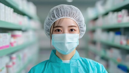 Pharmacist compounding medication in a specialized lab, wearing protective equipment, pharmacist  pharmacy  compounding, customized medicine