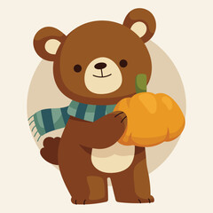 flat character autumn cute bear illustration