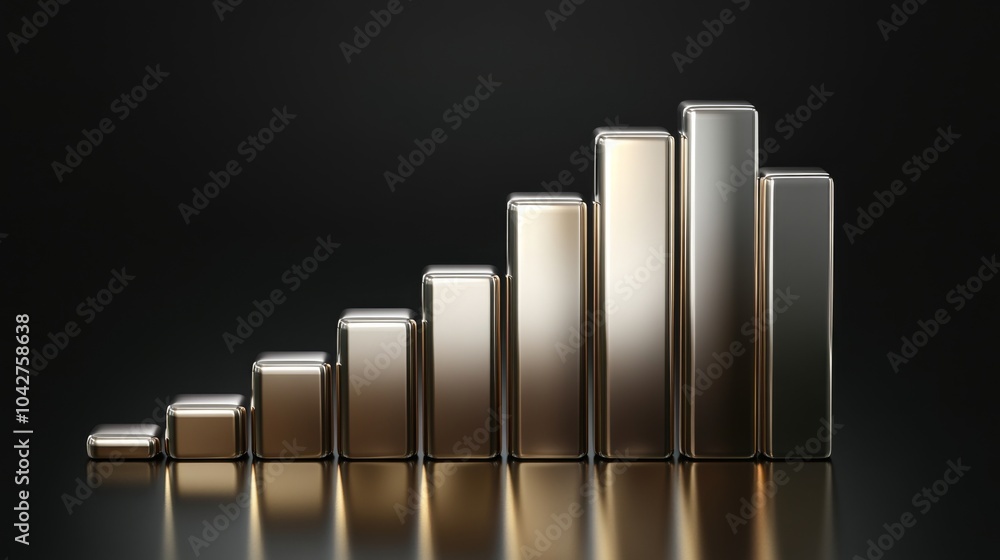 Poster metallic bar graph displaying progression of growth