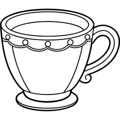 Cup line art for a coloring page. Vector illustration 