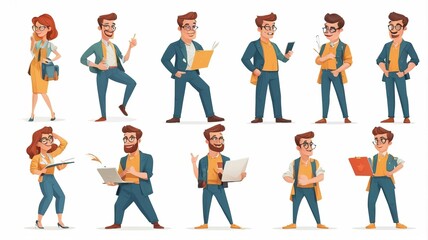 Fototapeta premium set of people Cartoon Character Pose