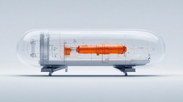 A cross-sectional view of the hyperloop pod s magnetic levitation system with clear labels and ample white space around the diagram