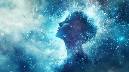 Fototapeta premium Exploring the depths of the mind an abstract representation of consciousness illustrated through vibrant colors and ethereal light