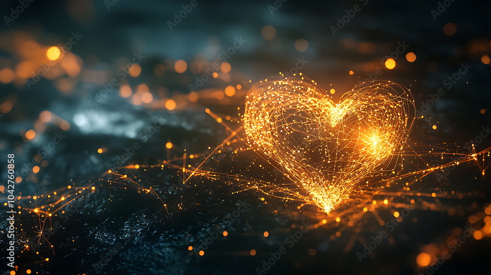 Aufkleber radiant heart a mesmerizing display of golden sparks capturing the essence of love and emotion in an