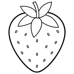 Simple Strawberry Line Drawing for Coloring