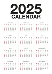 2025 year calendar vector design template