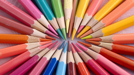 Fototapeta premium Close-up of Colorful Pencils on White Paper