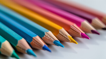 Fototapeta premium Close-up of Colorful Pencils on White Paper
