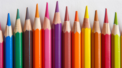 Fototapeta premium Close-up of Colorful Pencils on White Paper