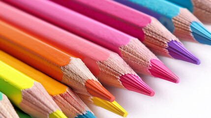Fototapeta premium Close-up of Colorful Pencils on White Paper