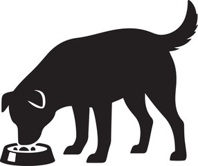 Dog eating silhouette design vector art illustration