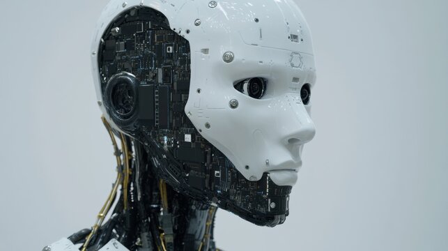 An extreme close-up of a humanoid robot's modular AI processing units, showcasing parallel computing and adaptive intelligence capabilities, Artificial intelligence technology style