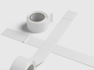 3D Rendered White Blank Duct Tape Roll Mockup