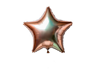 Multicolored and shiny star-shaped party balloon. With white background