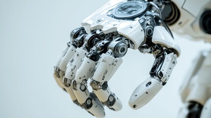 Fototapeta premium An extreme close-up of a humanoid robot's modular limb actuators, showcasing precise movement and adaptive control capabilities, Robotics technology style