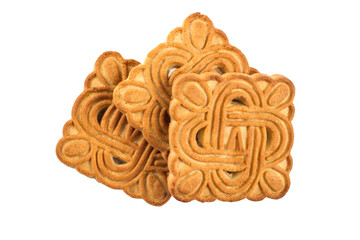 Several pattern cookies isolated on a white background. Three beautiful sweet cookies.