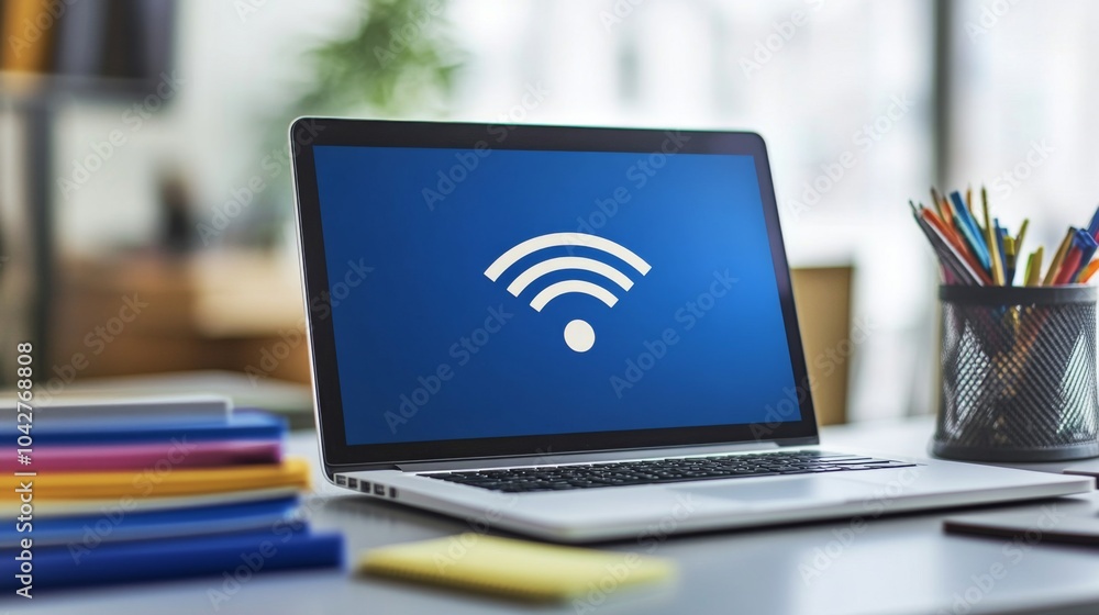 Poster wireless connectivity on laptop screen display