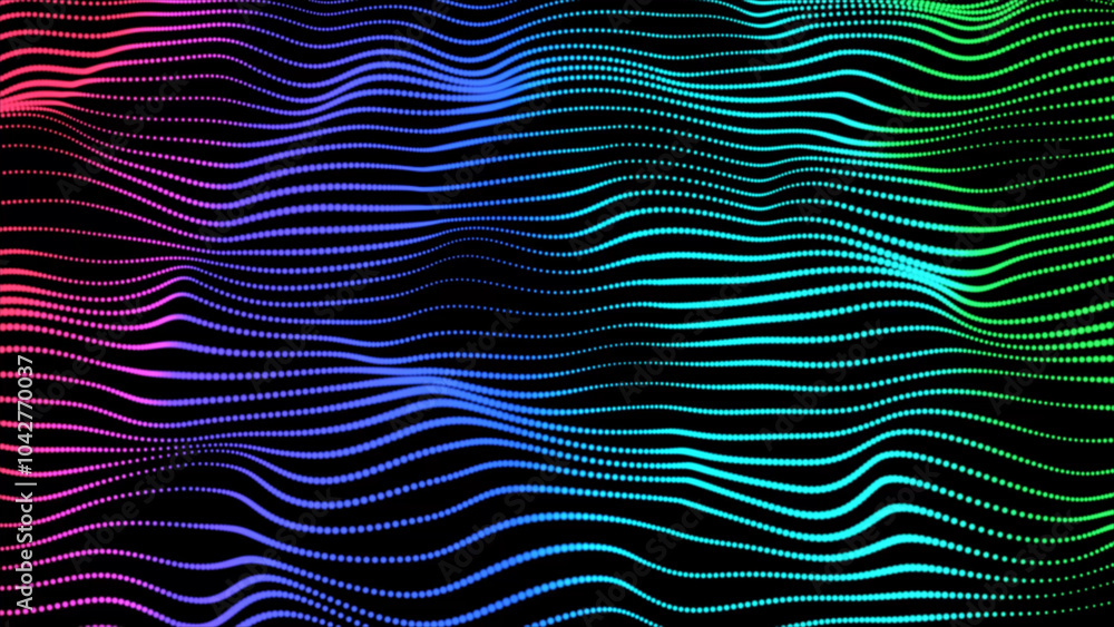 Poster abstract multicolor dot line with a dynamic wave. abstract digital particle and dot wave light abstr