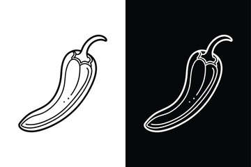 Minimalistic Chili Pepper Icon. Clean Line Art Design