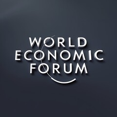 World Economic Forum Logo with White Text on a Dark Blue Background