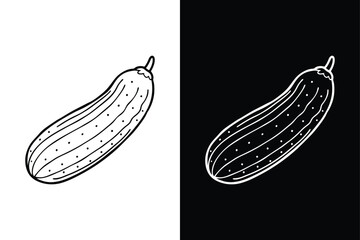 Simple Cucumber Line Icon. Black and White Contour Illustration