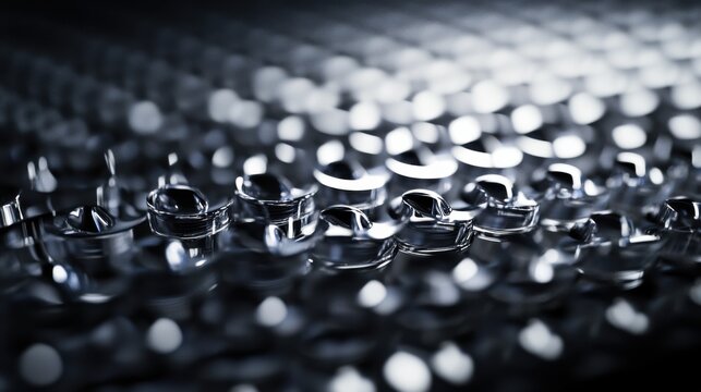 An extreme close-up of a metamaterial lens array, demonstrating advanced light manipulation for optical devices, Metamaterials technology style