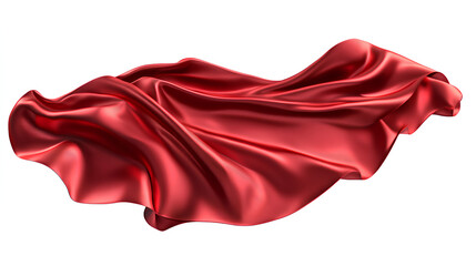 red silk fabric isolated on white background