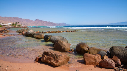 sea ​​and beach in the town of Dahab, Egypt