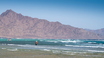 sea ​​and beach in the town of Dahab, Egypt