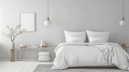 white bedroom luxury Interior front view