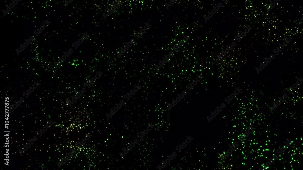 Poster abstract motion graphics animated background. green christmas abstract particles dot sparkles. abstr