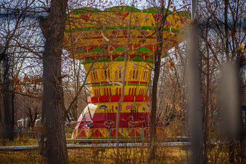 the old wooden carousel in the park