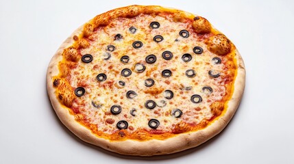 Overhead Shot of Isolated Pizza with Natural Lighting