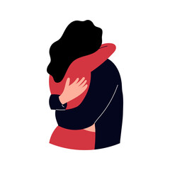 vector illustration of a couple hugging