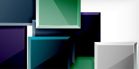 Fototapeta premium Glass toy style square shapes abstract design. Vector Illustration For Wallpaper, Banner, Background, Card, Book Illustration, landing page