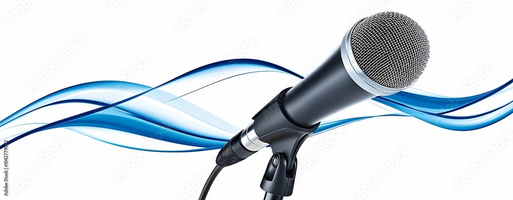 Poster exploring the art of sound the power of a microphone in music and communication