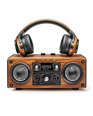 Discover the perfect blend of style and sound with this elegant wooden bluetooth speaker and chic headphones combo