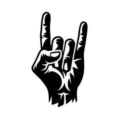 Obraz premium Rock and roll hand gesture logo icon design illustration
