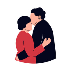 vector illustration of a couple hugging