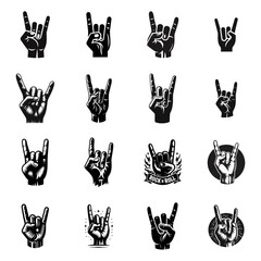 Rock and roll hand gesture logo icon design illustration