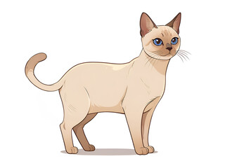 Obraz premium cartoon style, full body of Tonkinese (cat), isolated on a white background