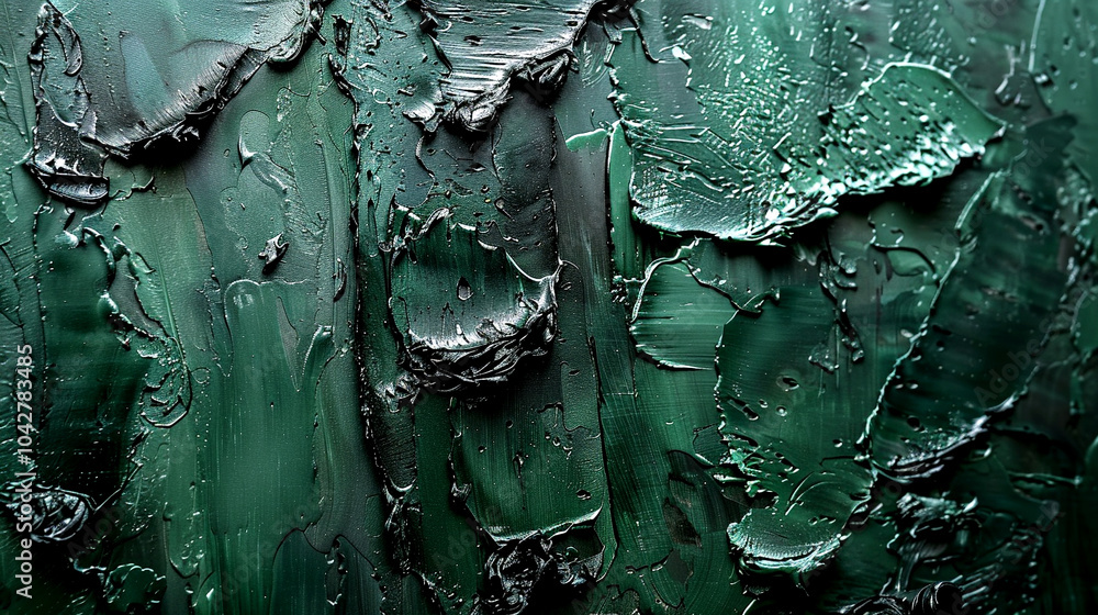 Poster textured green surface with layers of paint creating an abstract art piece
