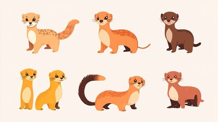 Fototapeta premium Adorable Weasel in Natural Habitat, Depicting a Small and Cute Mammal. Playful and Curious Animal with Soft Fur, Perfect for Wildlife and Nature Themes