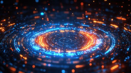 Fototapeta premium Abstract Technology Background with Blue and Orange Lights