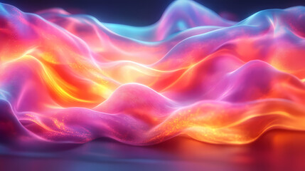 Fototapeta premium Abstract neon silk texture background design with smooth waves.