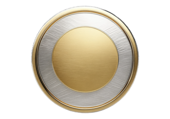 Realistic blank golden and silver metal coin . Isolated PNG with transparent background.