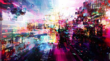 Pixelated Dimensions A Surreal Digital Landscape of Glitches and Artifacts