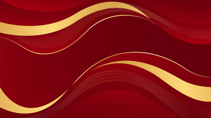 Elegant red luxury wave background with gold lines. Abstract modern wallpapers. Suitable for templates, banners, sales, ads, events, awards, web, pages, and others